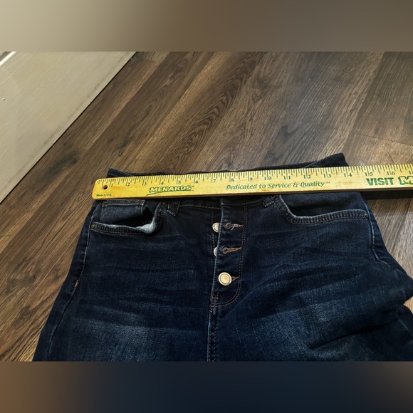 Amaryllis High Rise Dark Blue Jeans button fly distressed basic neutral denim - Picture 7 of 12